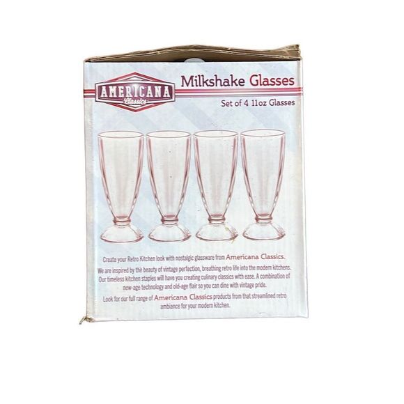 Americana Classics Set of 4 Milkshake Glasses new - Picture 3 of 3